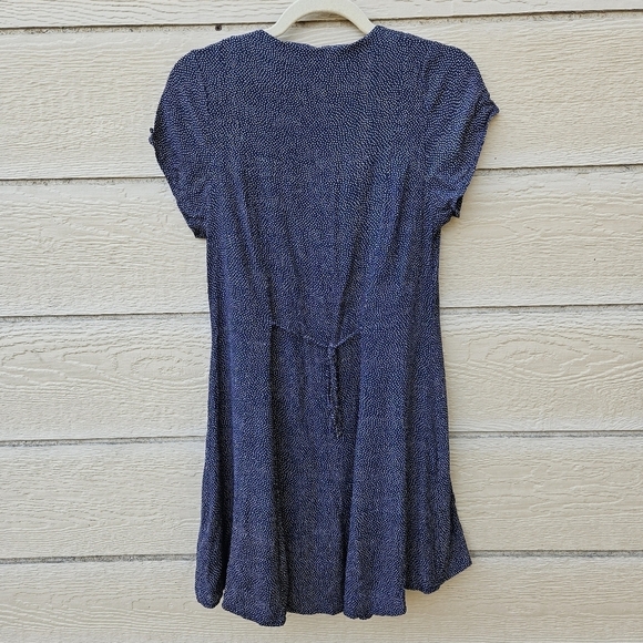 Rolla's navy v neck button front skater dress with white polka dots small - Picture 2 of 5
